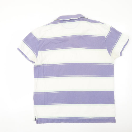 Levi's Mens Purple Striped Cotton Polo Size XL Collared Button