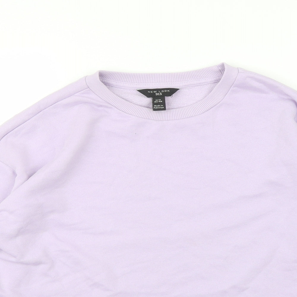 New Look Girls Purple Cotton Pullover Sweatshirt Size 12-13 Years Pullover