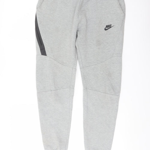 Nike Mens Grey Cotton Sweatpants Trousers Size S L27 in Regular Drawstring