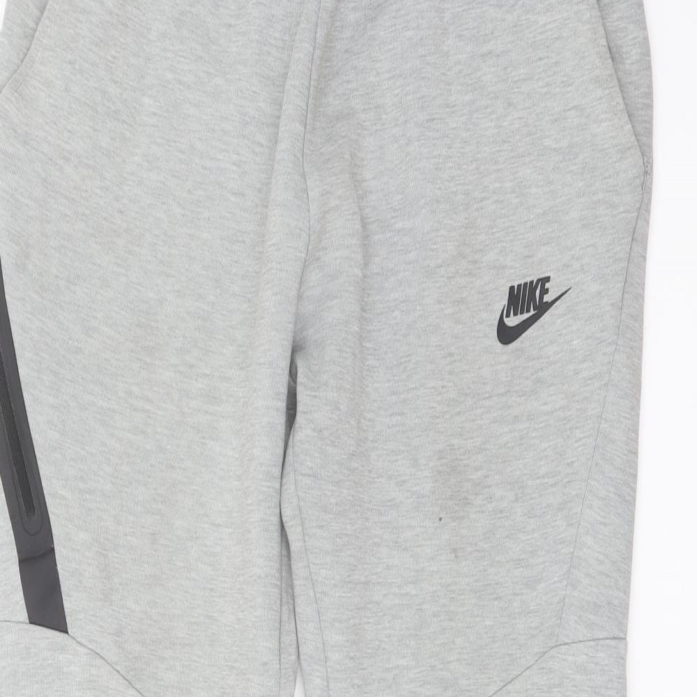 Nike Mens Grey Cotton Sweatpants Trousers Size S L27 in Regular Drawstring