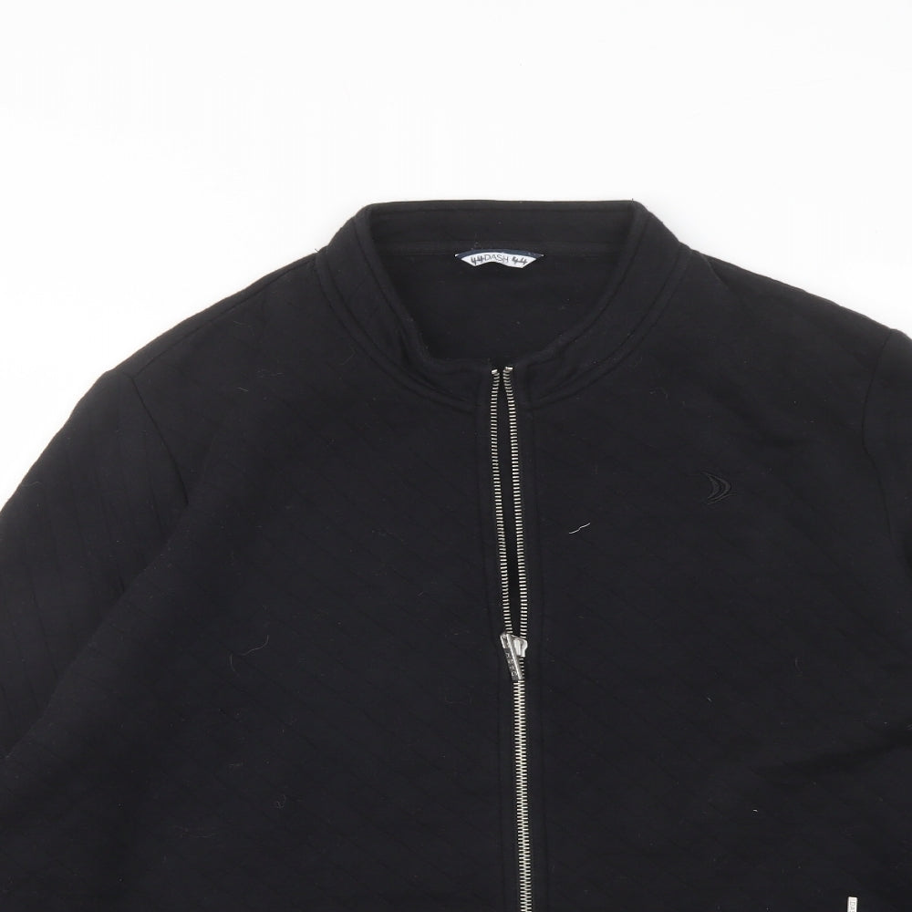DASH Womens Black Cotton Full Zip Sweatshirt Size 16 Zip