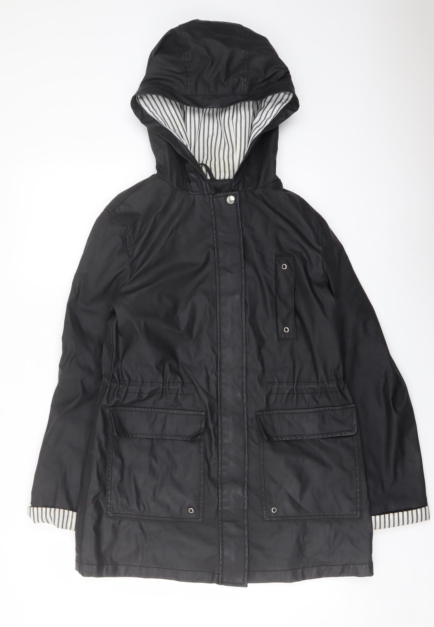New Look Womens Black Rain Coat Coat Size 10 Zip