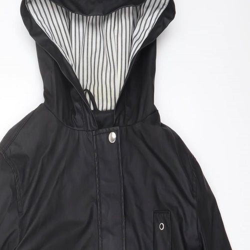 New Look Womens Black Rain Coat Coat Size 10 Zip