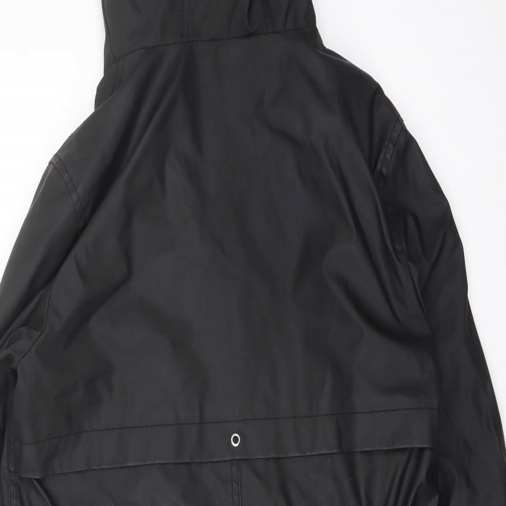 New Look Womens Black Rain Coat Coat Size 10 Zip