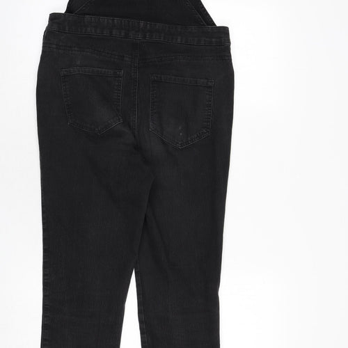 Red Herring Womens Black Cotton Dungaree One-Piece Size 12 L25 in Button