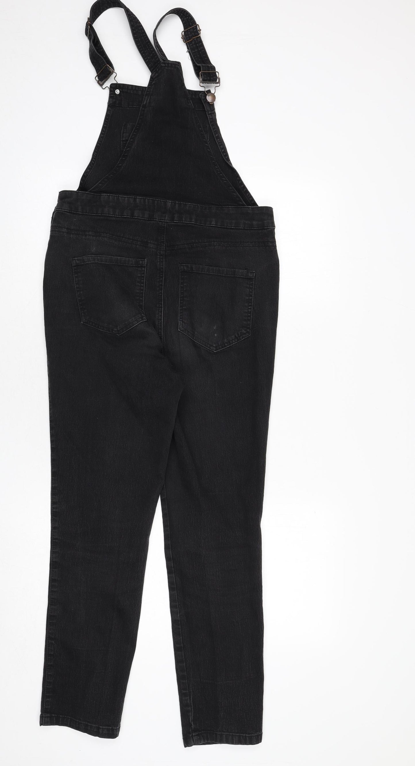 Red Herring Womens Black Cotton Dungaree One-Piece Size 12 L25 in Button