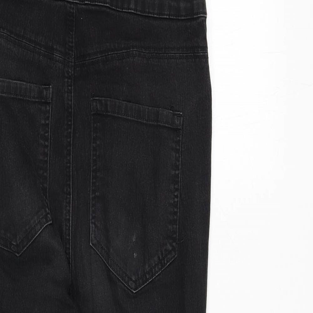 Red Herring Womens Black Cotton Dungaree One-Piece Size 12 L25 in Button