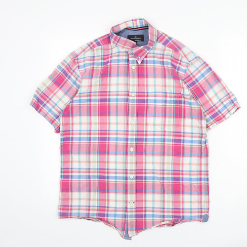Blue Harbour Mens Multicoloured Plaid Cotton Button-Up Size S Collared Button