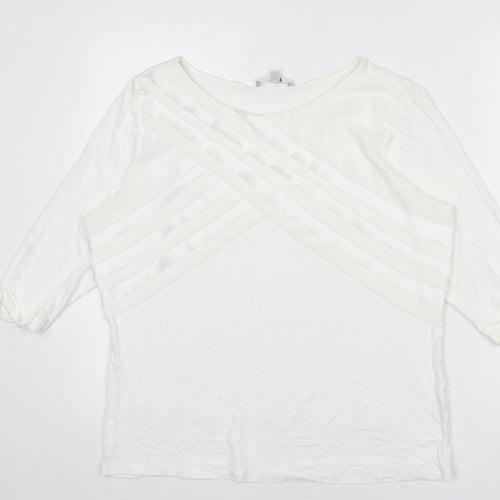 Per Una Womens White Polyester Basic T-Shirt Size 16 Round Neck - Ruffle Detail