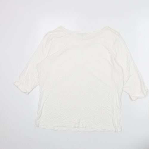 Per Una Womens White Polyester Basic T-Shirt Size 16 Round Neck - Ruffle Detail