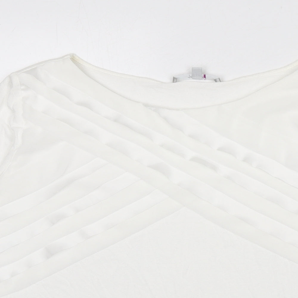 Per Una Womens White Polyester Basic T-Shirt Size 16 Round Neck - Ruffle Detail