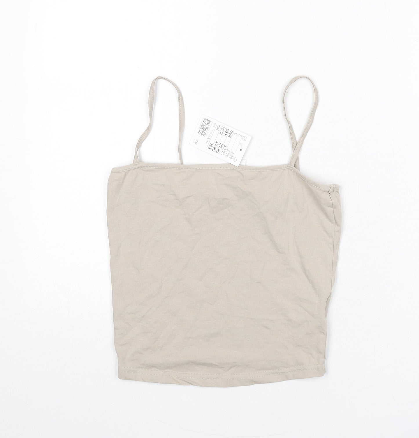 Divided by H&M Womens Beige Cotton Camisole Tank Size S Square Neck - Cropped