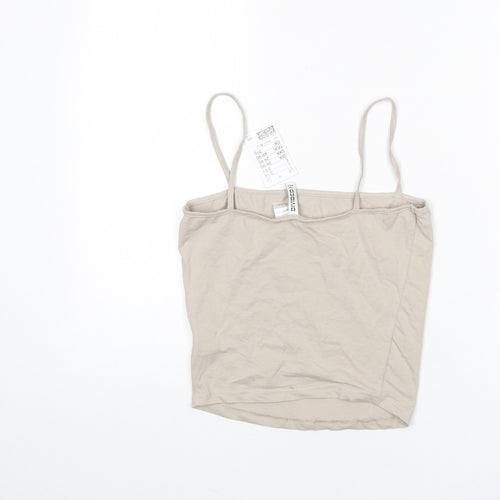 Divided by H&M Womens Beige Cotton Camisole Tank Size S Square Neck - Cropped