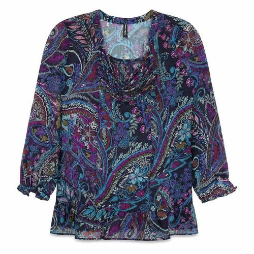 Marks and Spencer Womens Multicoloured Geometric Polyester A-Line Size 16 V-Neck Tie - Sheer, Paisley