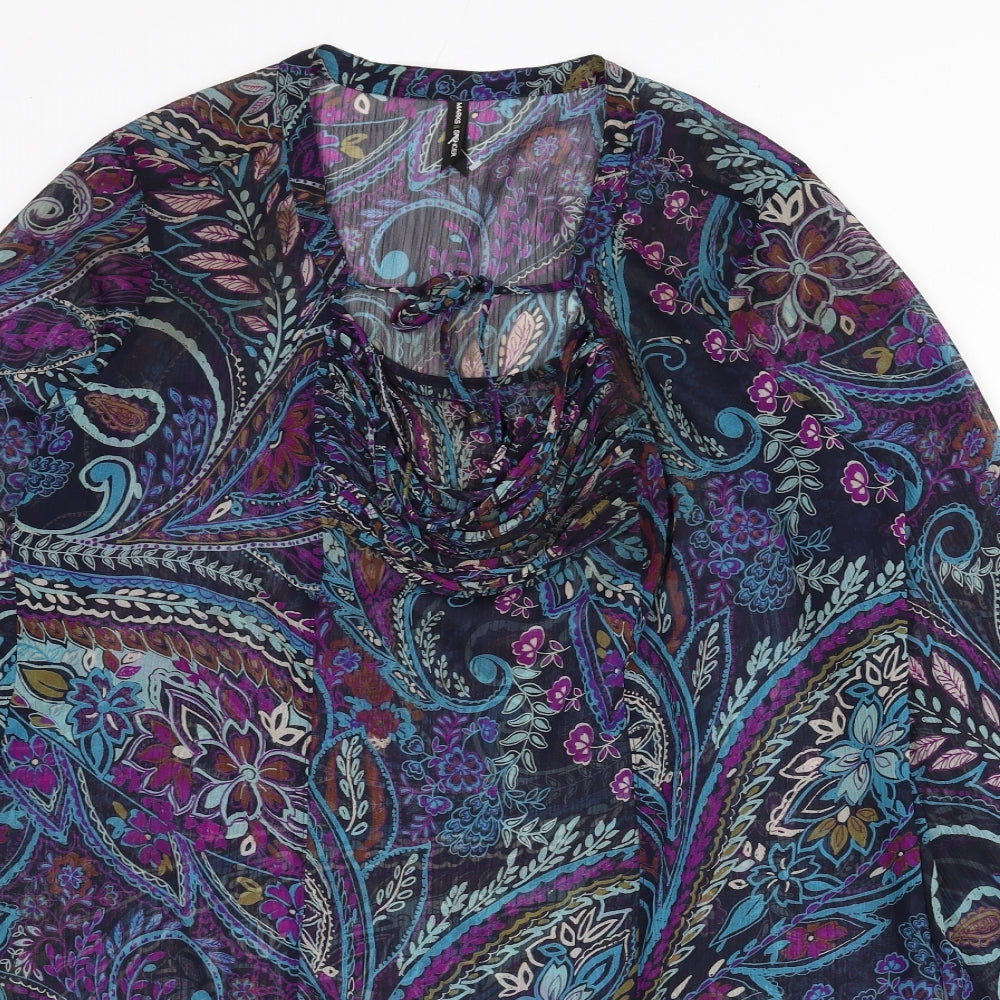 Marks and Spencer Womens Multicoloured Geometric Polyester A-Line Size 16 V-Neck Tie - Sheer, Paisley