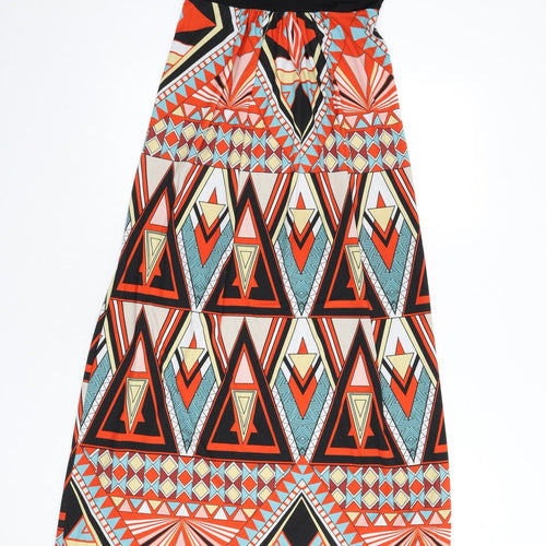 Boohoo Womens Multicoloured Geometric Polyester A-Line Size 10 Off the Shoulder