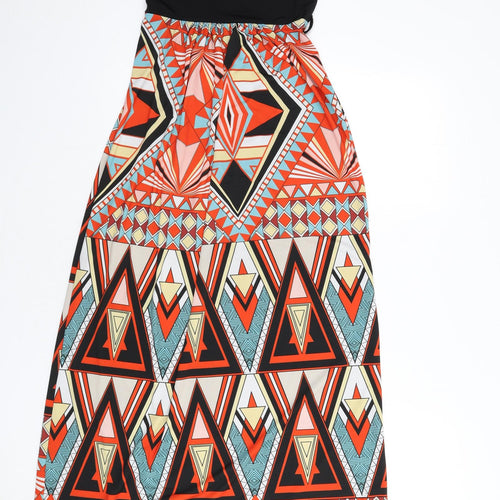 Boohoo Womens Multicoloured Geometric Polyester A-Line Size 10 Off the Shoulder