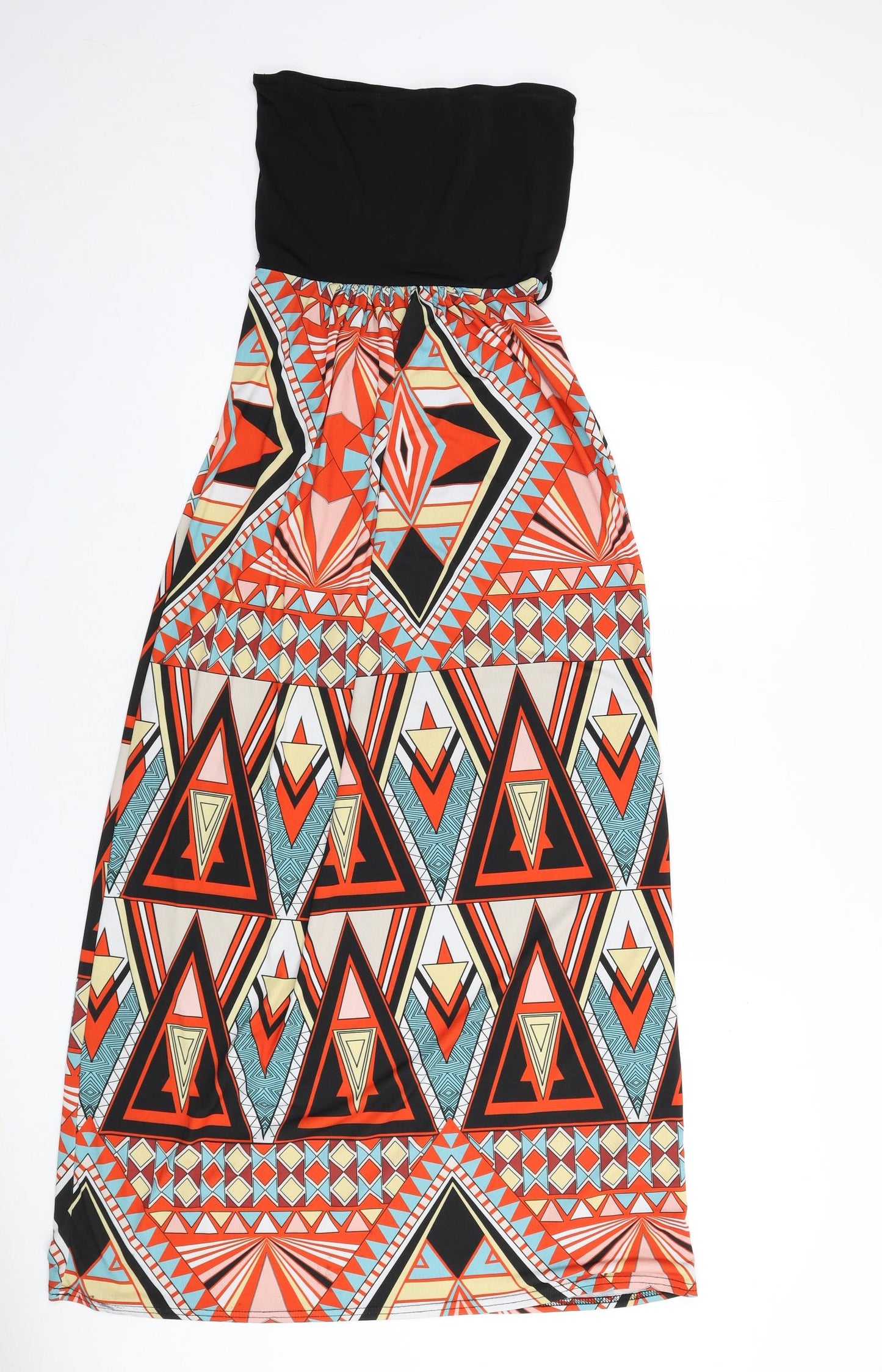 Boohoo Womens Multicoloured Geometric Polyester A-Line Size 10 Off the Shoulder