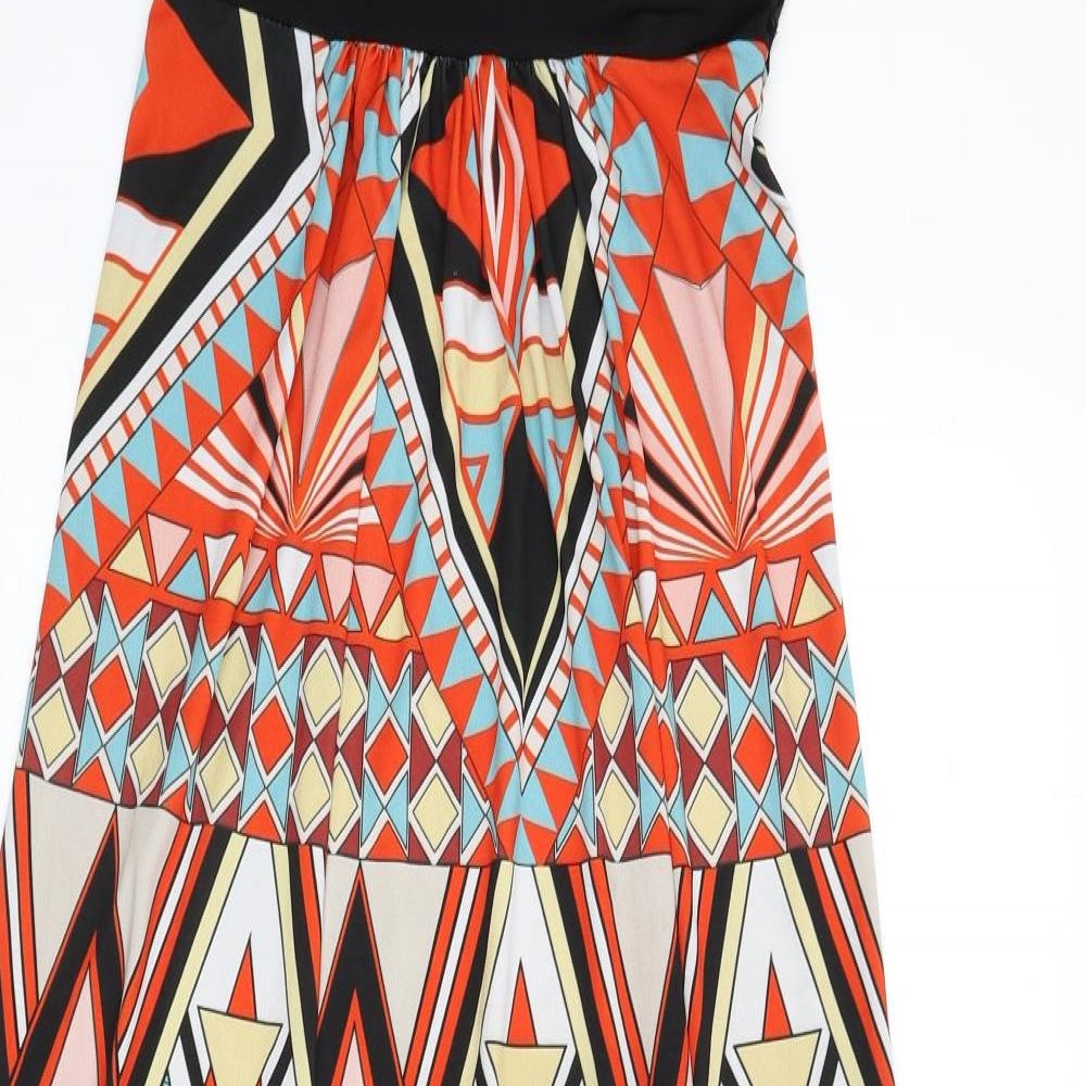 Boohoo Womens Multicoloured Geometric Polyester A-Line Size 10 Off the Shoulder