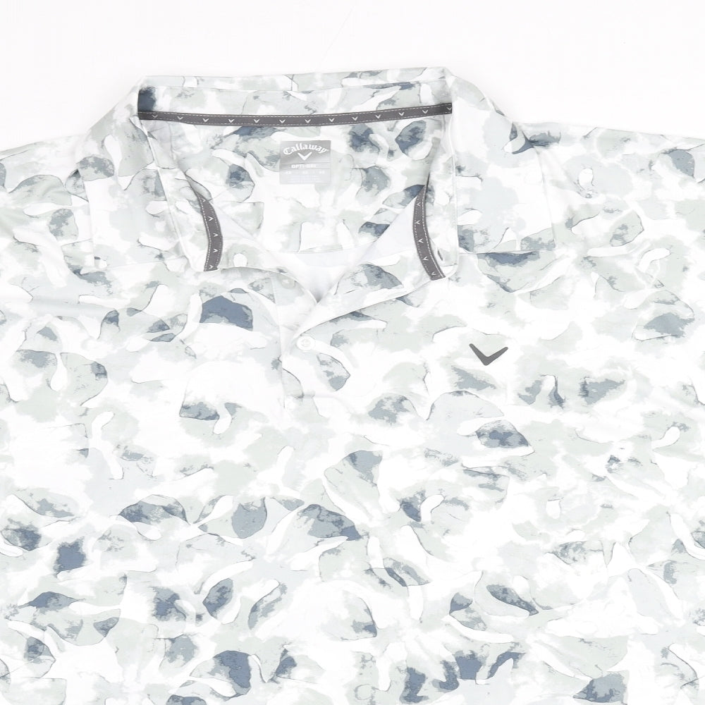 Callaway Mens Green Geometric Polyester Polo Size 4XL Collared Button