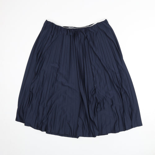 Damart Womens Blue Polyester Pleated Skirt Size 34 in