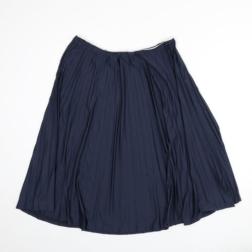 Damart Womens Blue Polyester Pleated Skirt Size 34 in