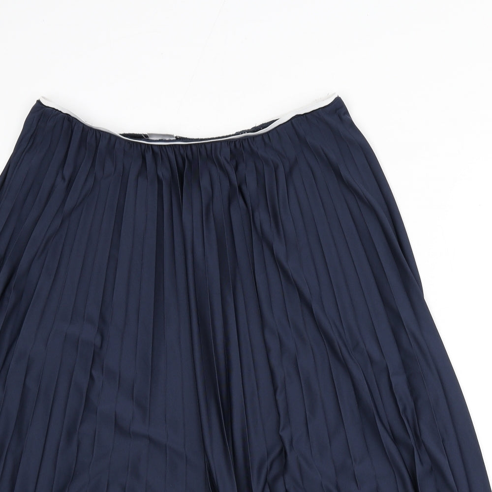 Damart Womens Blue Polyester Pleated Skirt Size 34 in
