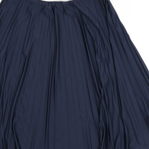 Damart Womens Blue Polyester Pleated Skirt Size 34 in