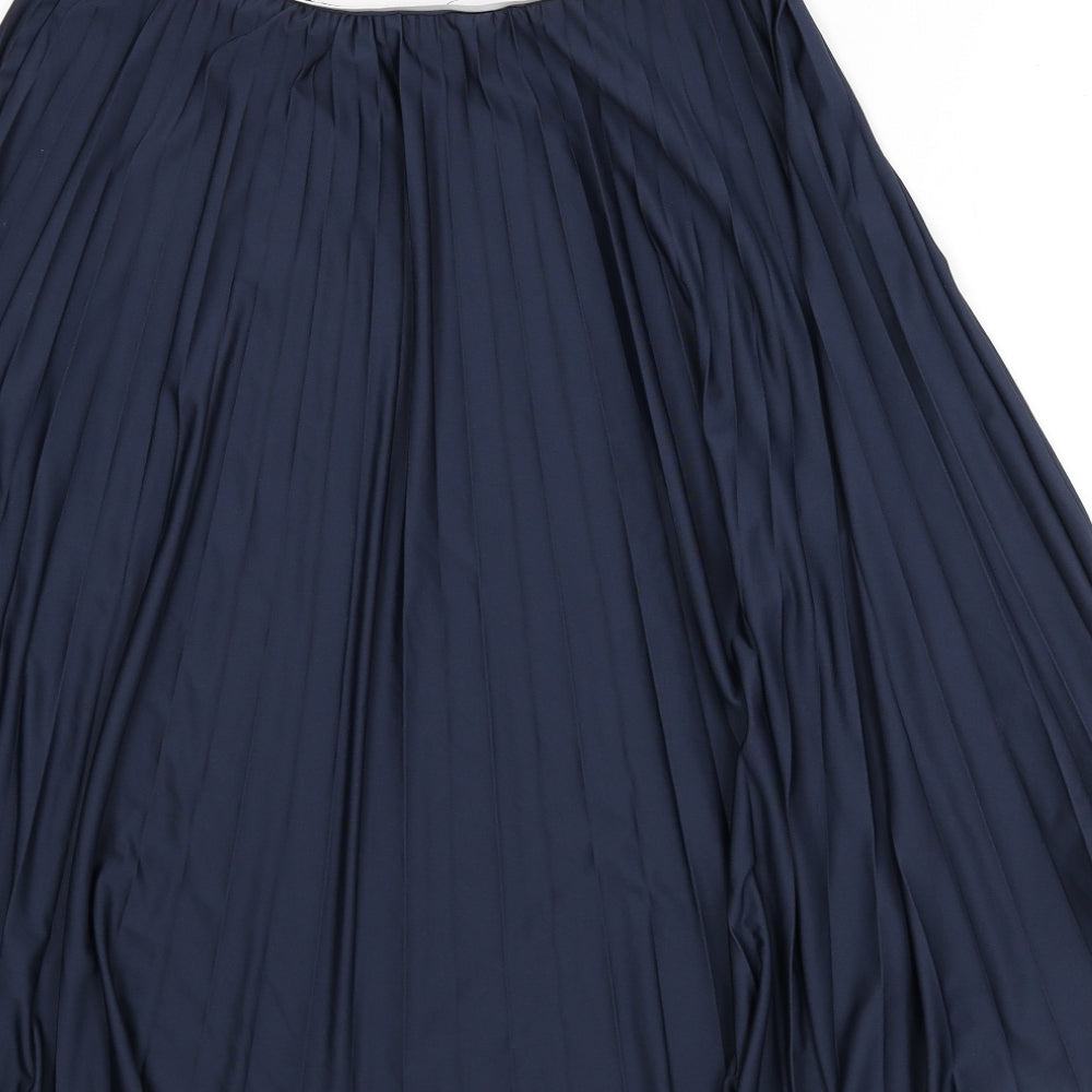 Damart Womens Blue Polyester Pleated Skirt Size 34 in
