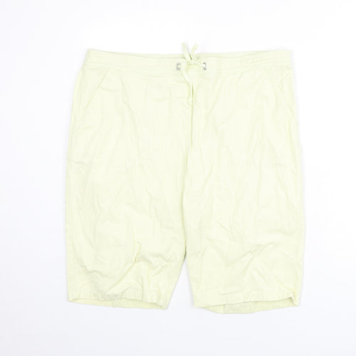 Cotton Traders Womens Yellow Cotton Bermuda Shorts Size 20 L12 in Regular Pull On