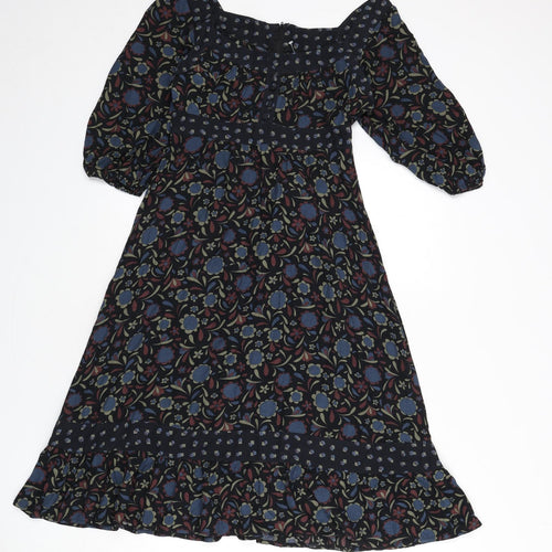 Topshop Womens Multicoloured Floral Viscose A-Line Size 8 Off the Shoulder Zip
