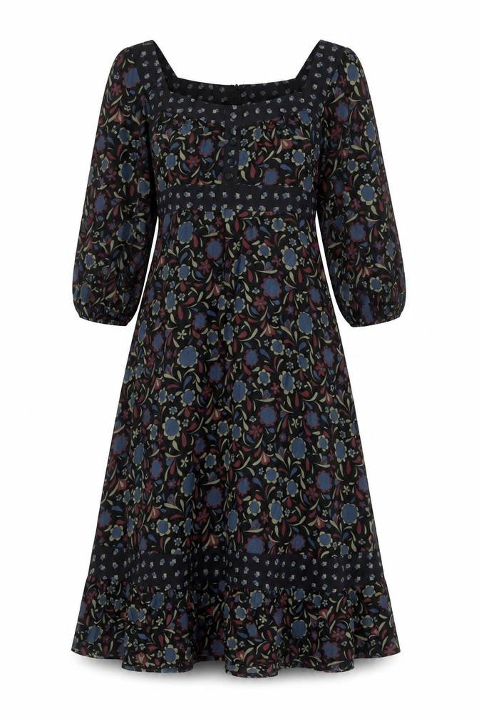 Topshop Womens Multicoloured Floral Viscose A-Line Size 8 Off the Shoulder Zip