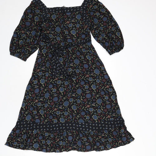 Topshop Womens Multicoloured Floral Viscose A-Line Size 8 Off the Shoulder Zip