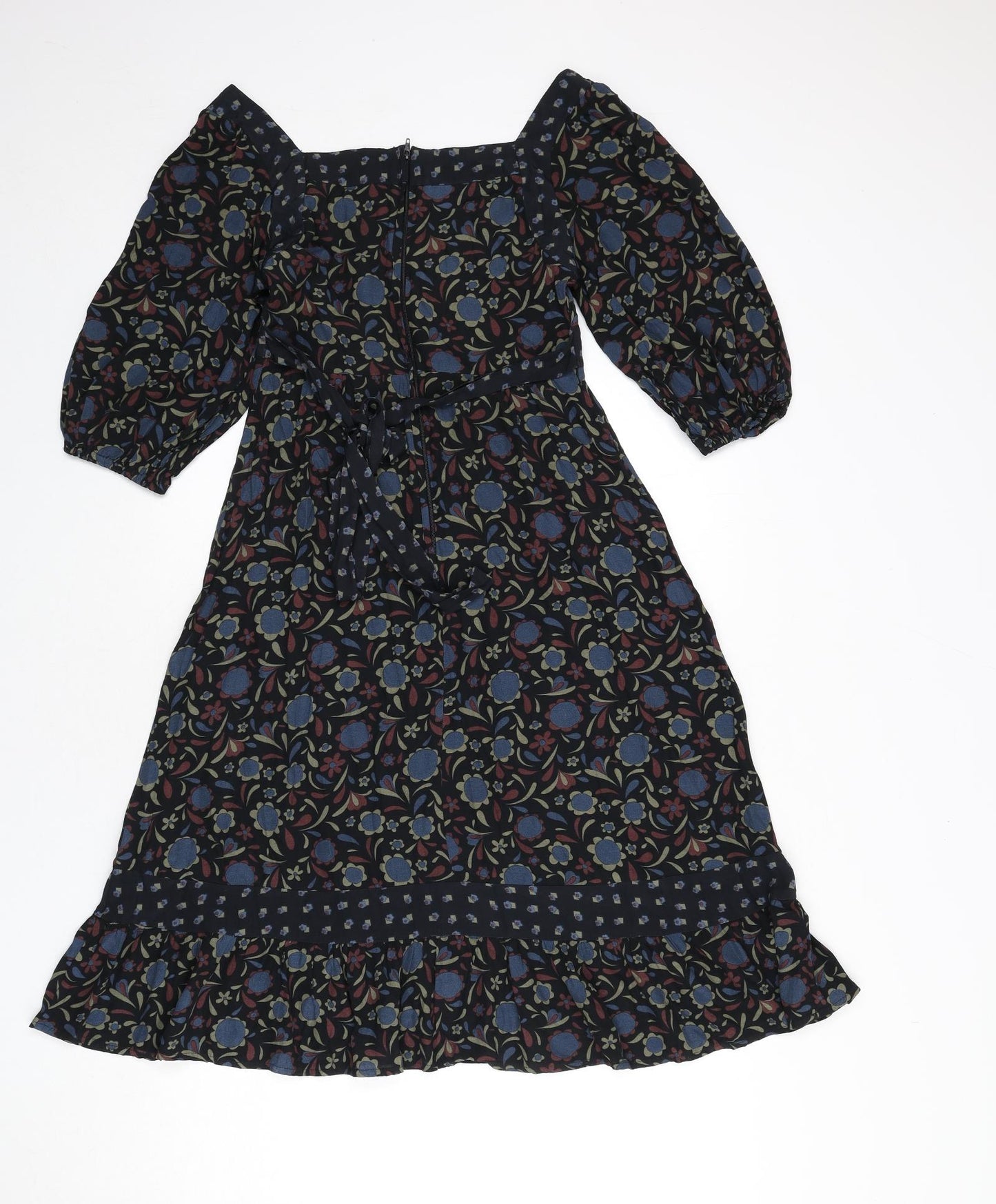 Topshop Womens Multicoloured Floral Viscose A-Line Size 8 Off the Shoulder Zip