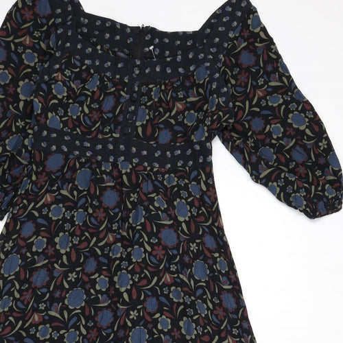 Topshop Womens Multicoloured Floral Viscose A-Line Size 8 Off the Shoulder Zip