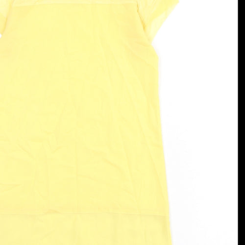 French Connection Womens Yellow Polyester Basic Blouse Size XS Round Neck - Sheer Panels