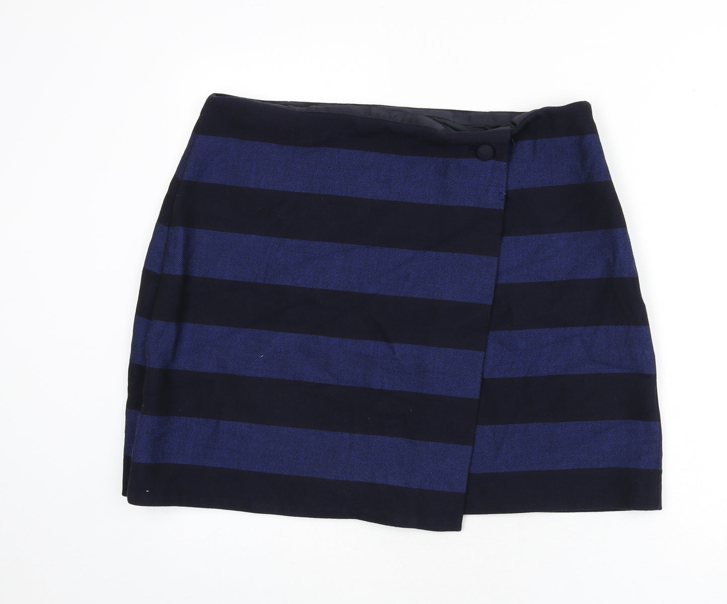 Hobbs Womens Blue Striped Polyester A-Line Skirt Size 16 Zip