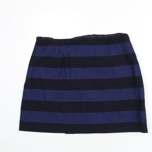 Hobbs Womens Blue Striped Polyester A-Line Skirt Size 16 Zip