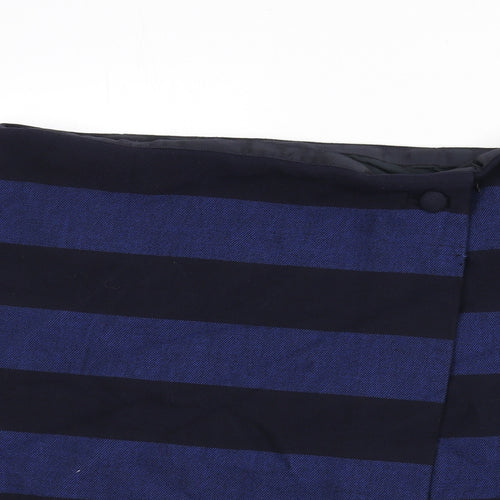 Hobbs Womens Blue Striped Polyester A-Line Skirt Size 16 Zip
