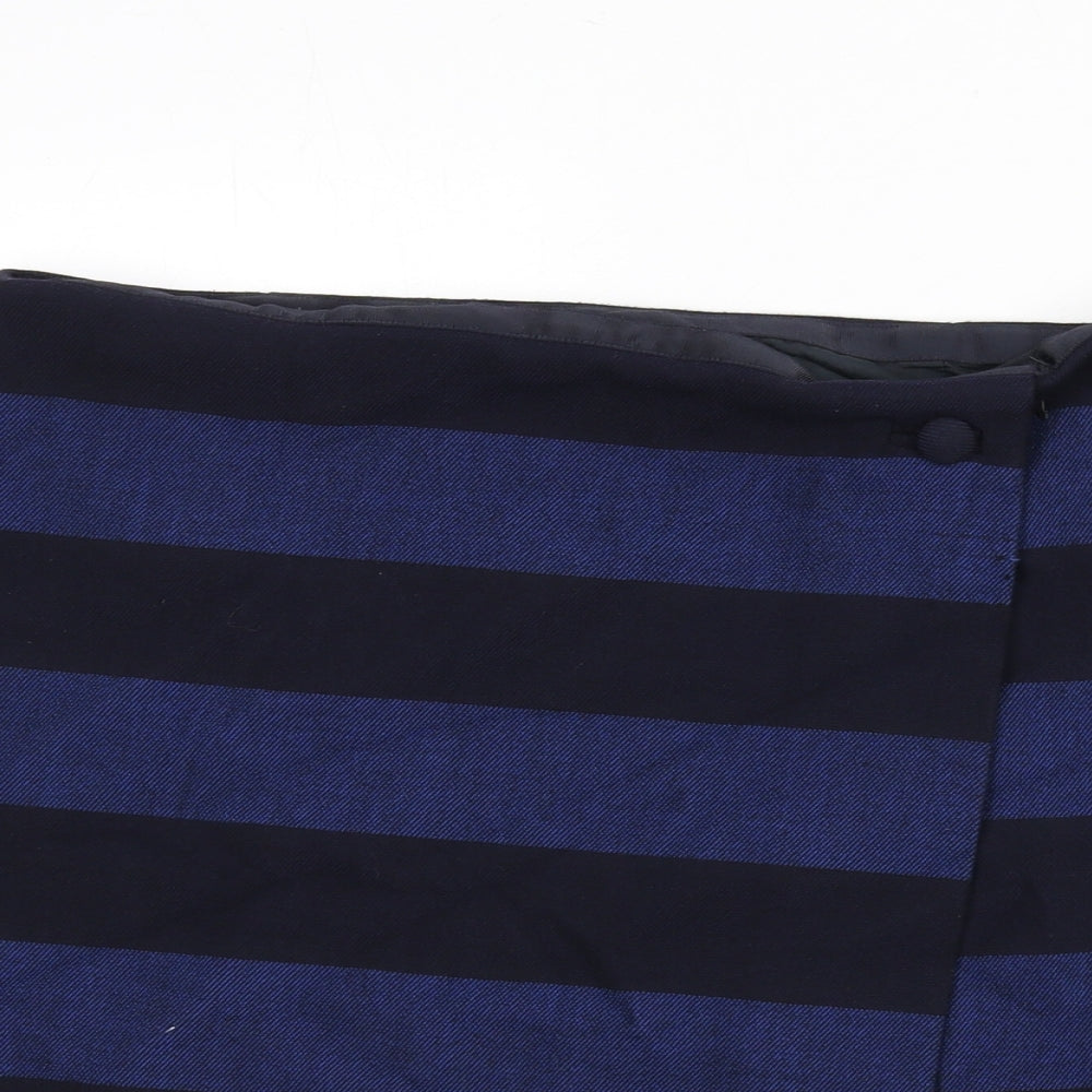 Hobbs Womens Blue Striped Polyester A-Line Skirt Size 16 Zip