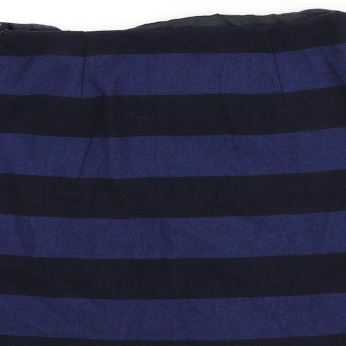 Hobbs Womens Blue Striped Polyester A-Line Skirt Size 16 Zip