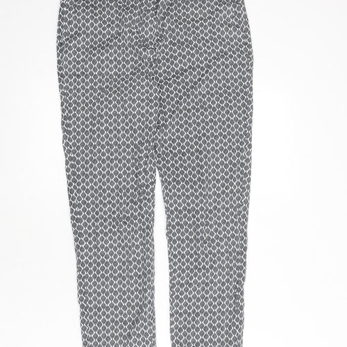 La Redoute Womens Blue Geometric Cotton Trousers Size 10 L24 in Regular Zip