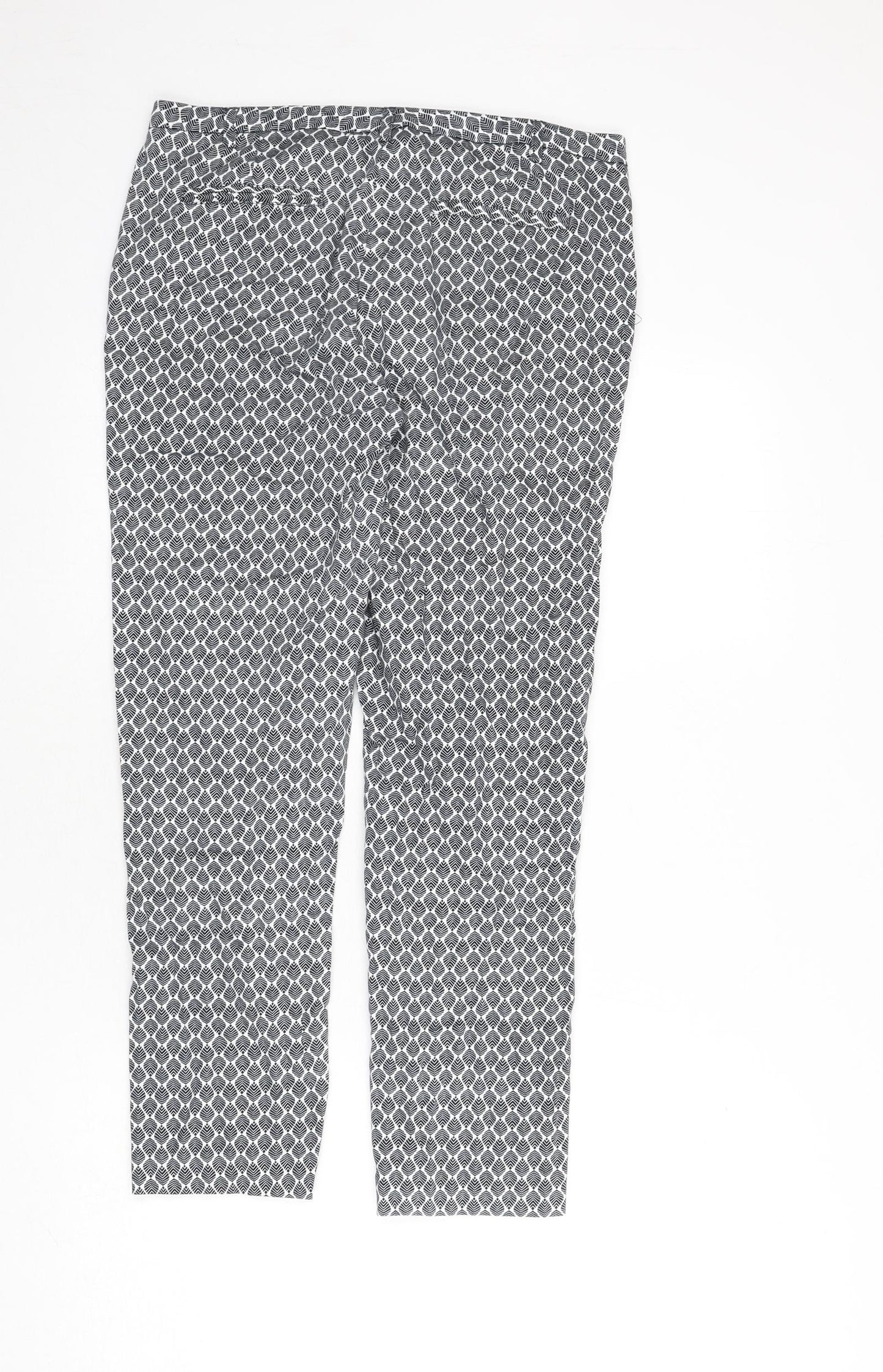 La Redoute Womens Blue Geometric Cotton Trousers Size 10 L24 in Regular Zip