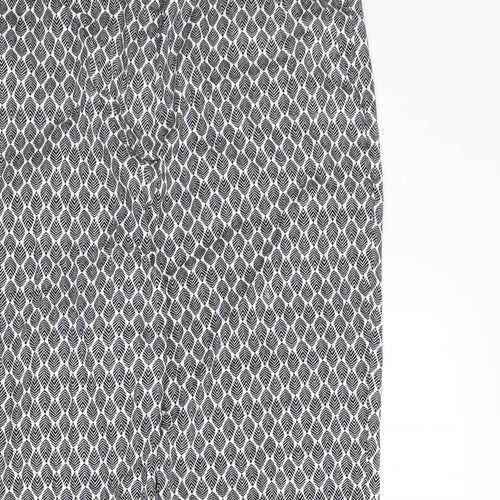 La Redoute Womens Blue Geometric Cotton Trousers Size 10 L24 in Regular Zip