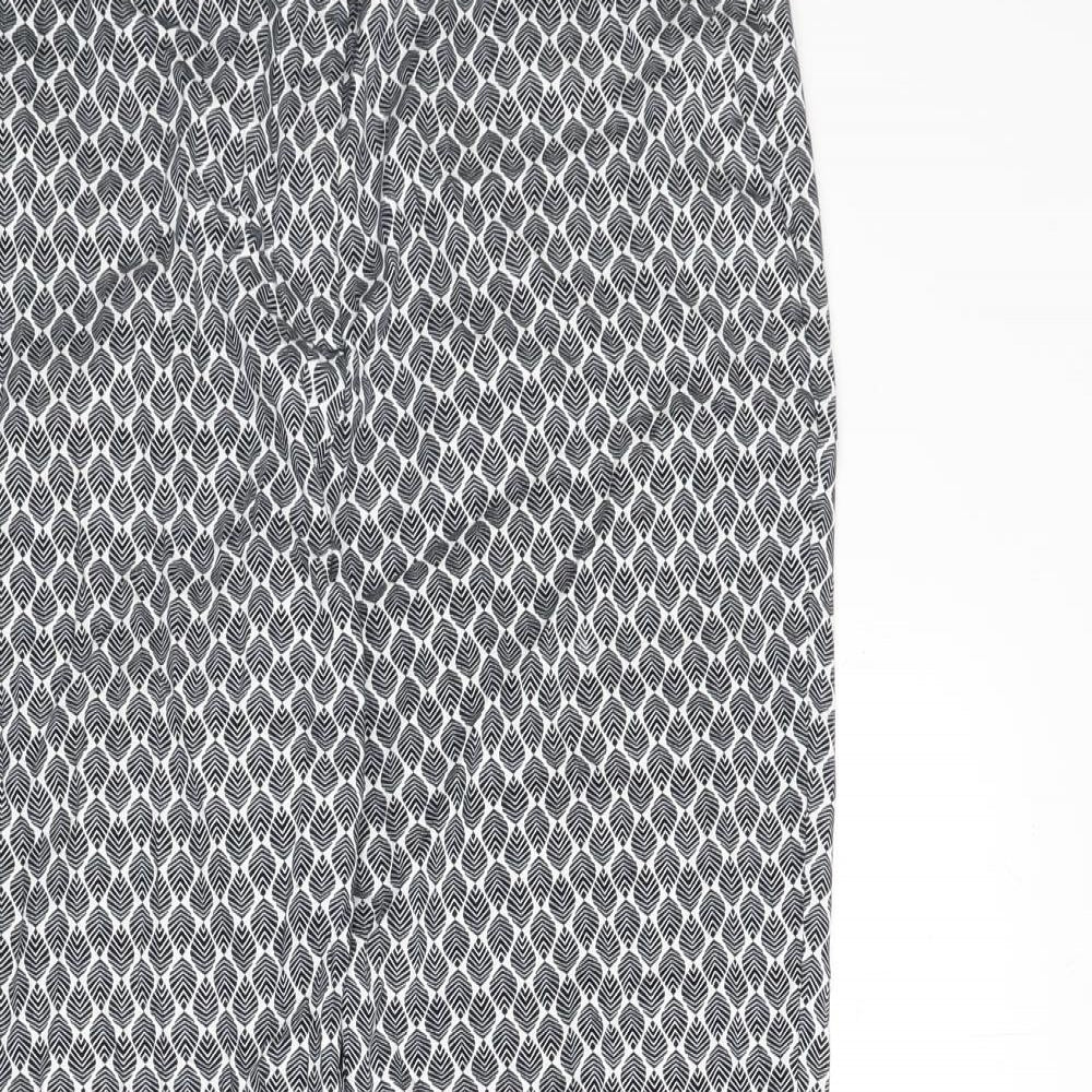 La Redoute Womens Blue Geometric Cotton Trousers Size 10 L24 in Regular Zip