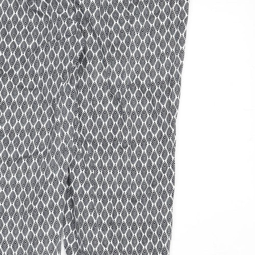 La Redoute Womens Blue Geometric Cotton Trousers Size 10 L24 in Regular Zip