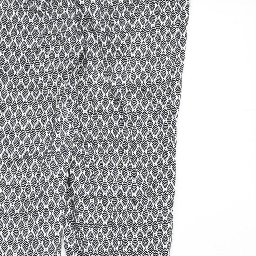 La Redoute Womens Blue Geometric Cotton Trousers Size 10 L24 in Regular Zip