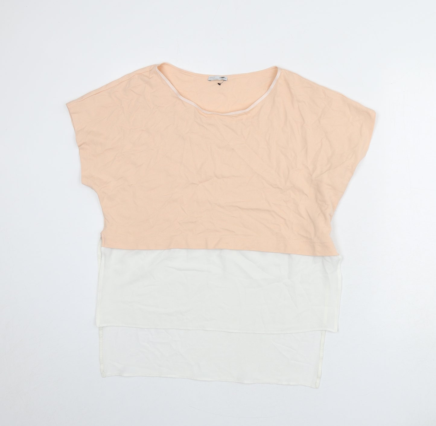 Zara Womens Pink Polyester Basic Blouse Size M Round Neck