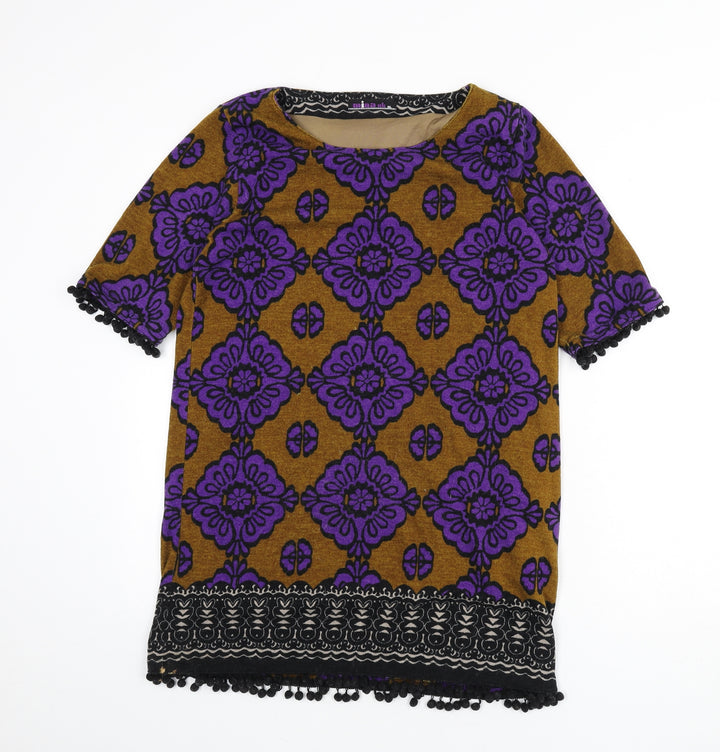 Mina Uk Womens Multicoloured Boat Neck Geometric Cotton Pullover Jumper Size M - Size M/L, Bobbles