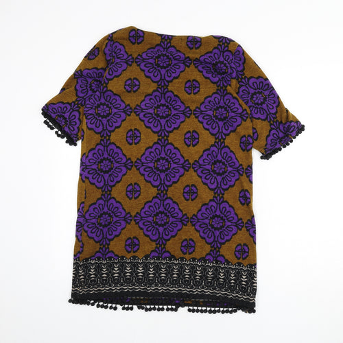 Mina Uk Womens Multicoloured Boat Neck Geometric Cotton Pullover Jumper Size M - Size M/L, Bobbles